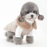HKM-7804221 Cotton Pet Vest with Fur Collar in Gray and Pink Options for Winter Warmth
