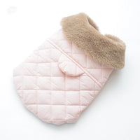 HKM-7804221 Cotton Pet Vest with Fur Collar in Gray and Pink Options for Winter Warmth
