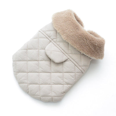 HKM-7804221 Cotton Pet Vest with Fur Collar in Gray and Pink Options for Winter Warmth