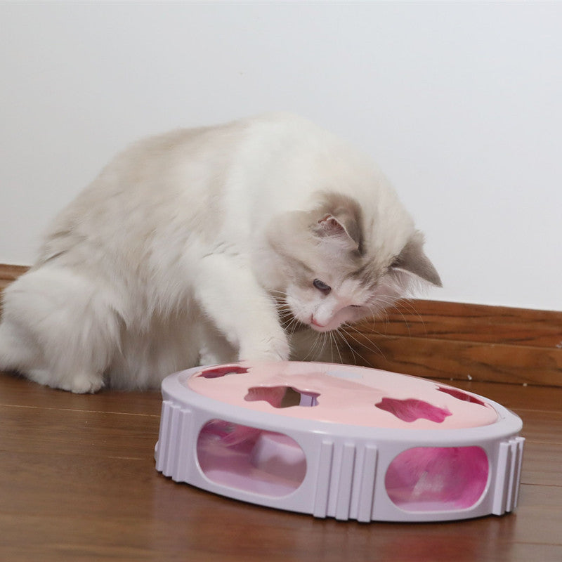 HKM-7804605 Interactive Feather Flashing Puzzle Cat Toy for Engaging Hide and Seek Play