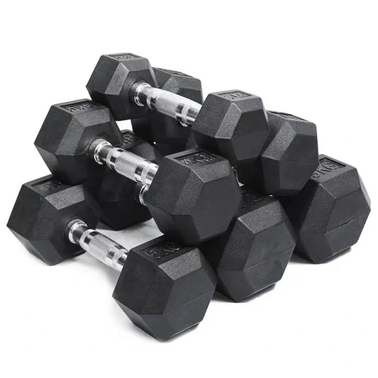 HKM-780499 Rubber Coated Hex Dumbbells for Professional Gym Use