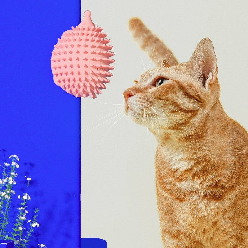 HKM-780563 Cat Corner Scratcher with Teaser Stick - Plastic, Compact Design, Perfect for Play and Scratching