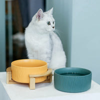 HKM-7805757 Modern Ceramic Cat Food and Drinking Bowl - Available in Multiple Colors