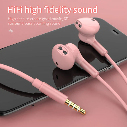 HKM-780627 3.5mm Wired Earphones with Microphone, Universal In-Ear Headphones for Smartphones and Tablets