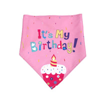 HKM-7807165 Pet Birthday Triangle Towel Set - Pink & Blue Options with Crown and Hat for Dogs