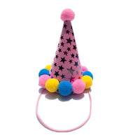 HKM-7807165 Pet Birthday Triangle Towel Set - Pink & Blue Options with Crown and Hat for Dogs