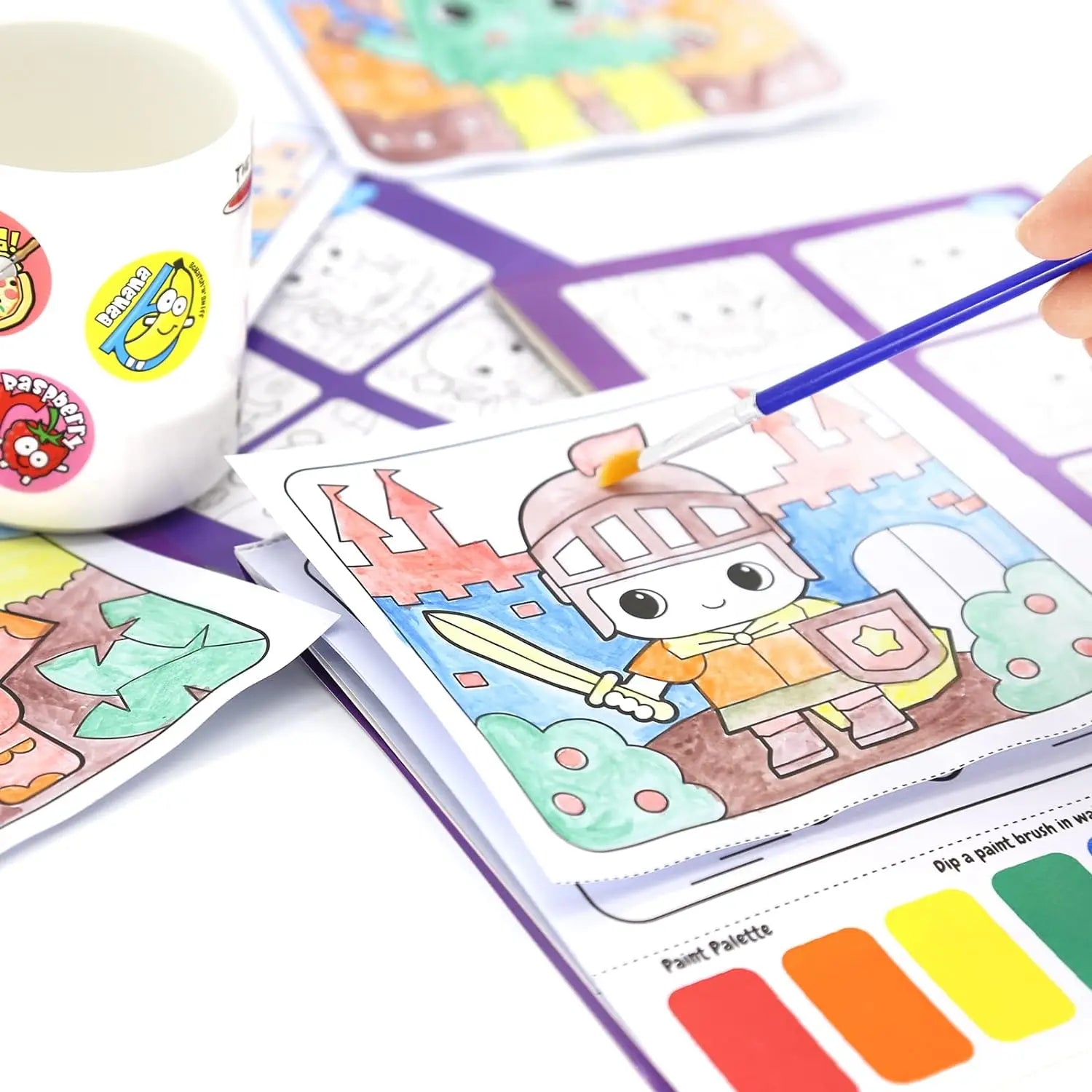 HKM-780755 Portable Art Supplies Kit for Kids with Colouring Book and Brush Set