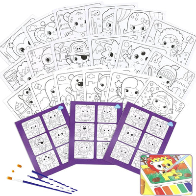 HKM-780755 Portable Art Supplies Kit for Kids with Colouring Book and Brush Set