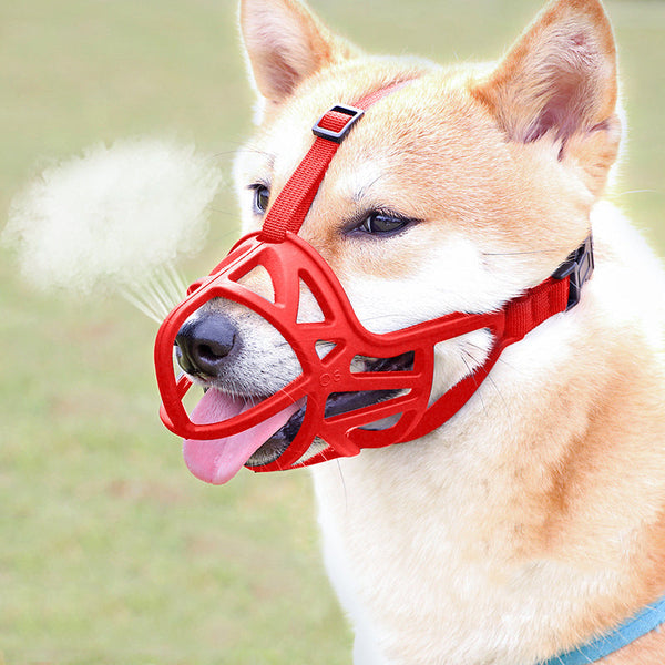 HKM-7809213 Dog Mouth Cover - Reinforced Designs Available in XS to XL with Adjustable Head and Mouth Circumference