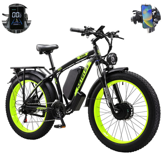 HKM-780947 Electric Bicycle Full Suspension 26 Inch, 2000W Dual Motor, 48V 23Ah Lithium Battery, Shimano 21 Speed