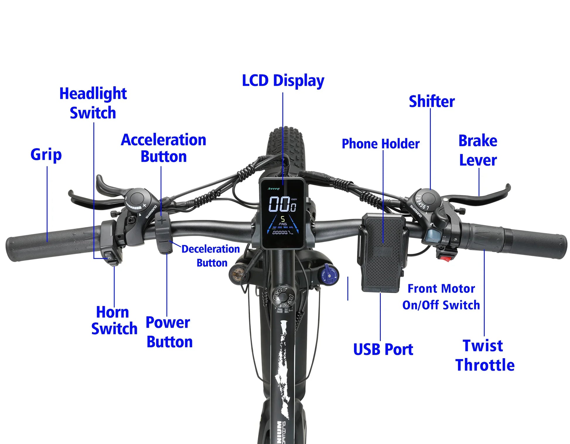 HKM-780947 Electric Bicycle Full Suspension 26 Inch, 2000W Dual Motor, 48V 23Ah Lithium Battery, Shimano 21 Speed