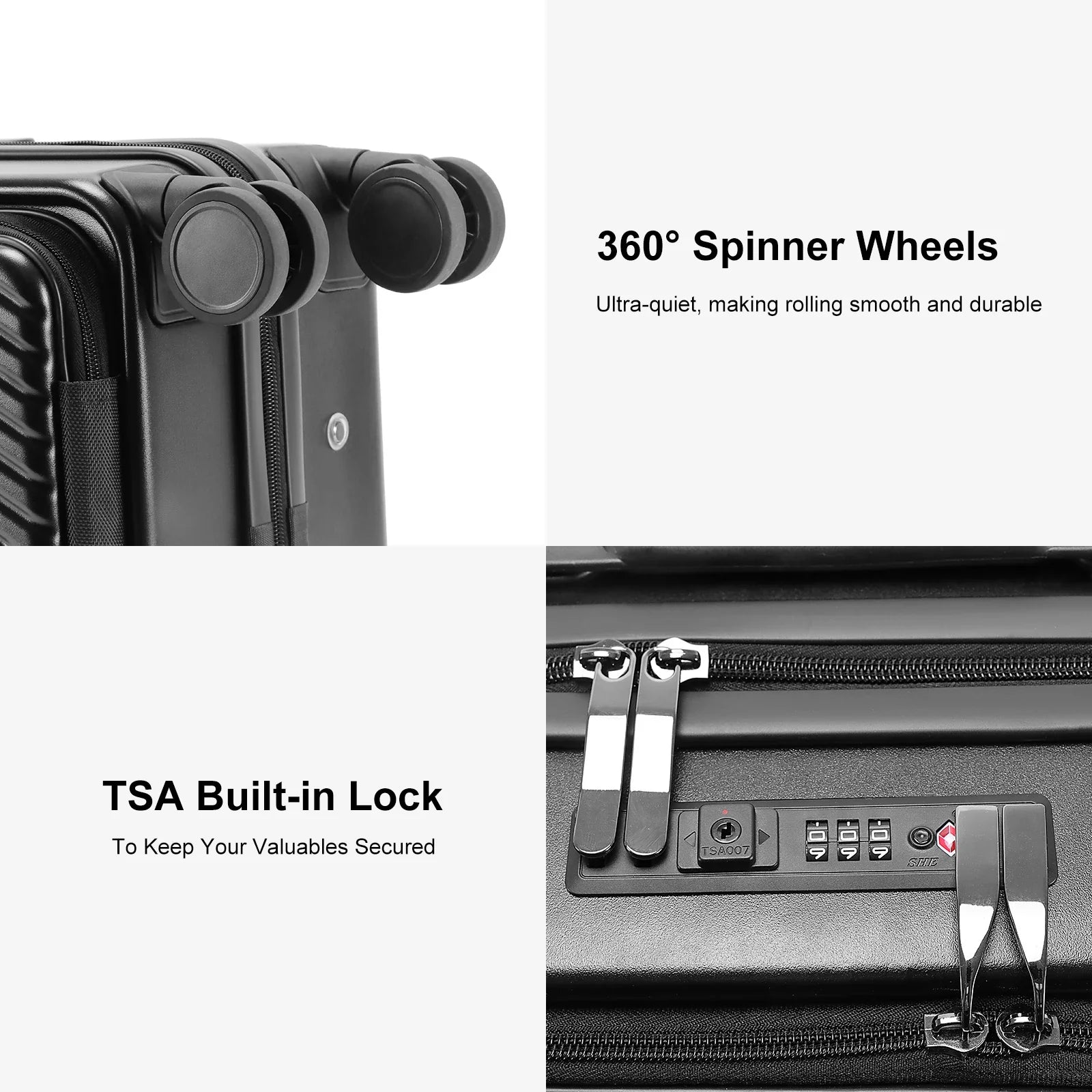 HKM-781011 Lightweight Cabin Trolley Suitcase with Laptop Compartment and Cup Holder