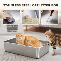 HKM-7811005 XL Stainless Steel Enclosed Litter Box with Flip Top and Dual Entry for Large Cats