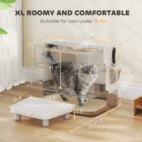 HKM-7811005 XL Stainless Steel Enclosed Litter Box with Flip Top and Dual Entry for Large Cats
