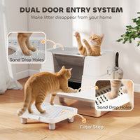 HKM-7811005 XL Stainless Steel Enclosed Litter Box with Flip Top and Dual Entry for Large Cats