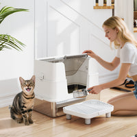 HKM-7811005 XL Stainless Steel Enclosed Litter Box with Flip Top and Dual Entry for Large Cats