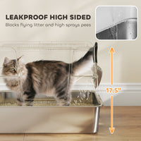 HKM-7811005 XL Stainless Steel Enclosed Litter Box with Flip Top and Dual Entry for Large Cats