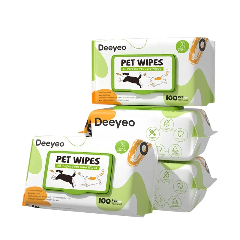 HKM-781139 Organic Biodegradable Pet Wipes for Dogs and Cats – 100 Unscented Wet Wipes