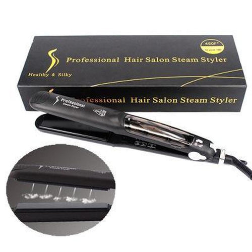 HKM-781267 Tourmaline Ceramic Steam Hair Straightener with Argan Oil Infusion and Adjustable Steam Control