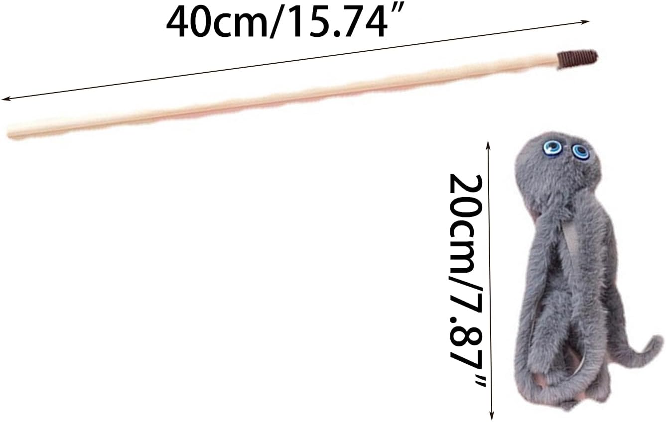 HKM-7812797 Furry Octopus Cat Toy with Long Stick - Indoor Play for Kittens and Cats