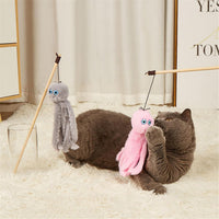 HKM-7812797 Furry Octopus Cat Toy with Long Stick - Indoor Play for Kittens and Cats