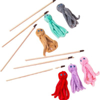 HKM-7812797 Furry Octopus Cat Toy with Long Stick - Indoor Play for Kittens and Cats