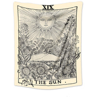 HKM-781331 Tarot Card Destiny Astrology Retro Wall Tapestry in Vintage Yellow