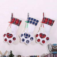 HKM-781395 Festive Dog Paw Print Christmas Stocking - 20 x 46 CM