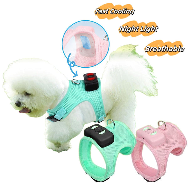 HKM-7814589 Cooling Dog Vest Harness with Breathable Design and Light-Up Functionality for Small Breeds