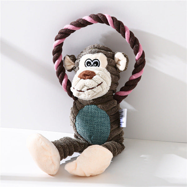HKM-7814973 Interactive Plush Sound Toys for Pets - Monkey, Lion, Elephant Shapes