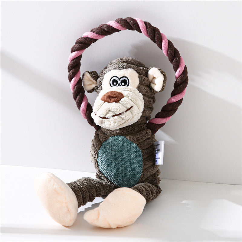 HKM-7814973 Interactive Plush Sound Toys for Pets - Monkey, Lion, Elephant Shapes