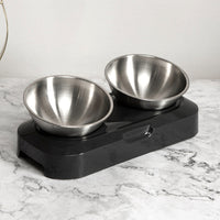 HKM-7815485 Adjustable Angle Stainless Steel Pet Bowl with Non-Slip Base for Cats and Small Dogs - Single and Double Options