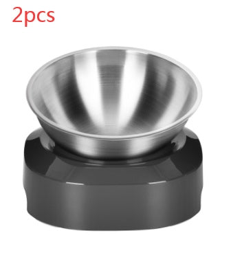 HKM-7815485 Adjustable Angle Stainless Steel Pet Bowl with Non-Slip Base for Cats and Small Dogs - Single and Double Options