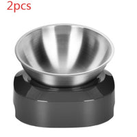 HKM-7815485 Adjustable Angle Stainless Steel Pet Bowl with Non-Slip Base for Cats and Small Dogs - Single and Double Options