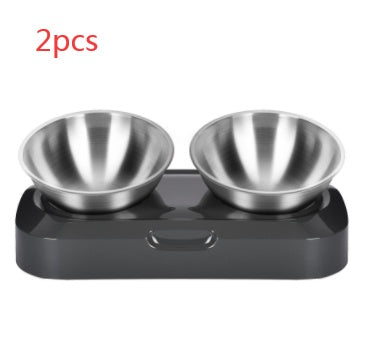 HKM-7815485 Adjustable Angle Stainless Steel Pet Bowl with Non-Slip Base for Cats and Small Dogs - Single and Double Options