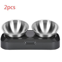 HKM-7815485 Adjustable Angle Stainless Steel Pet Bowl with Non-Slip Base for Cats and Small Dogs - Single and Double Options