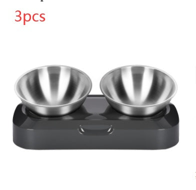 HKM-7815485 Adjustable Angle Stainless Steel Pet Bowl with Non-Slip Base for Cats and Small Dogs - Single and Double Options