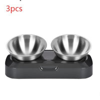 HKM-7815485 Adjustable Angle Stainless Steel Pet Bowl with Non-Slip Base for Cats and Small Dogs - Single and Double Options