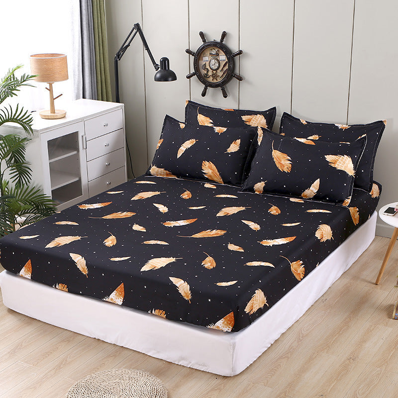 HKM-781587 Multi-Size Fixed Dustproof Polyester Mattress Cover with Floral Pattern, 180X (200-220cm)