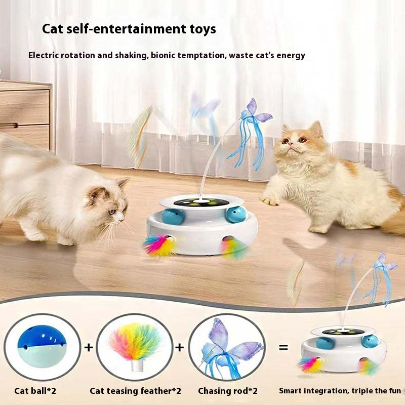 HKM-7816125 Electric Cat Toy Turntable with Random Colors - Engaging Pet Playtime Fun