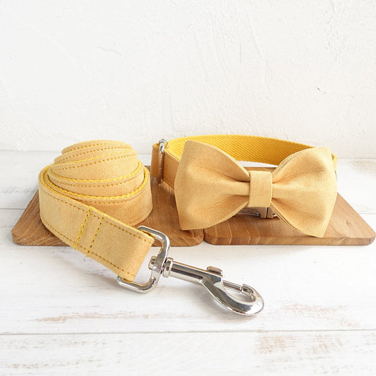 HKM-7817277 Durable Yellow Polyester Dog Collar Traction Rope for Pets