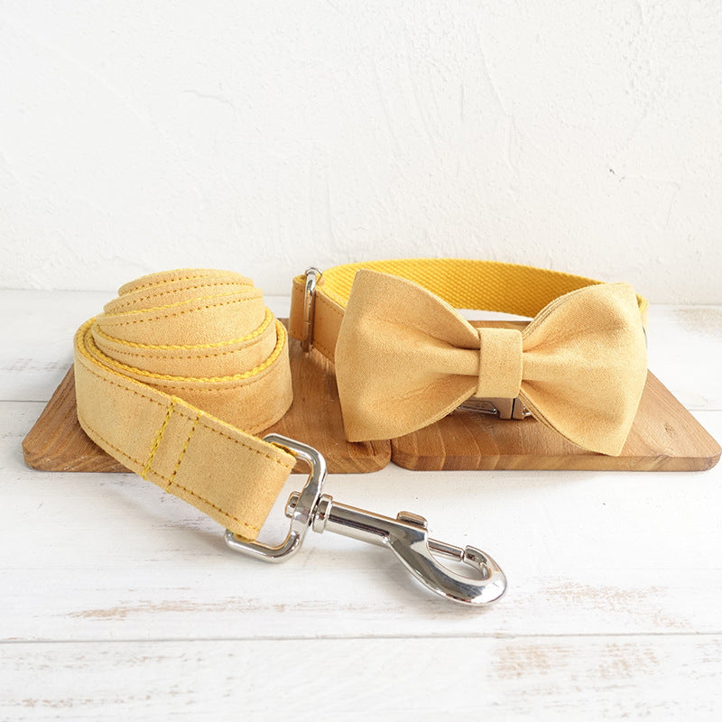 HKM-7817277 Durable Yellow Polyester Dog Collar Traction Rope for Pets