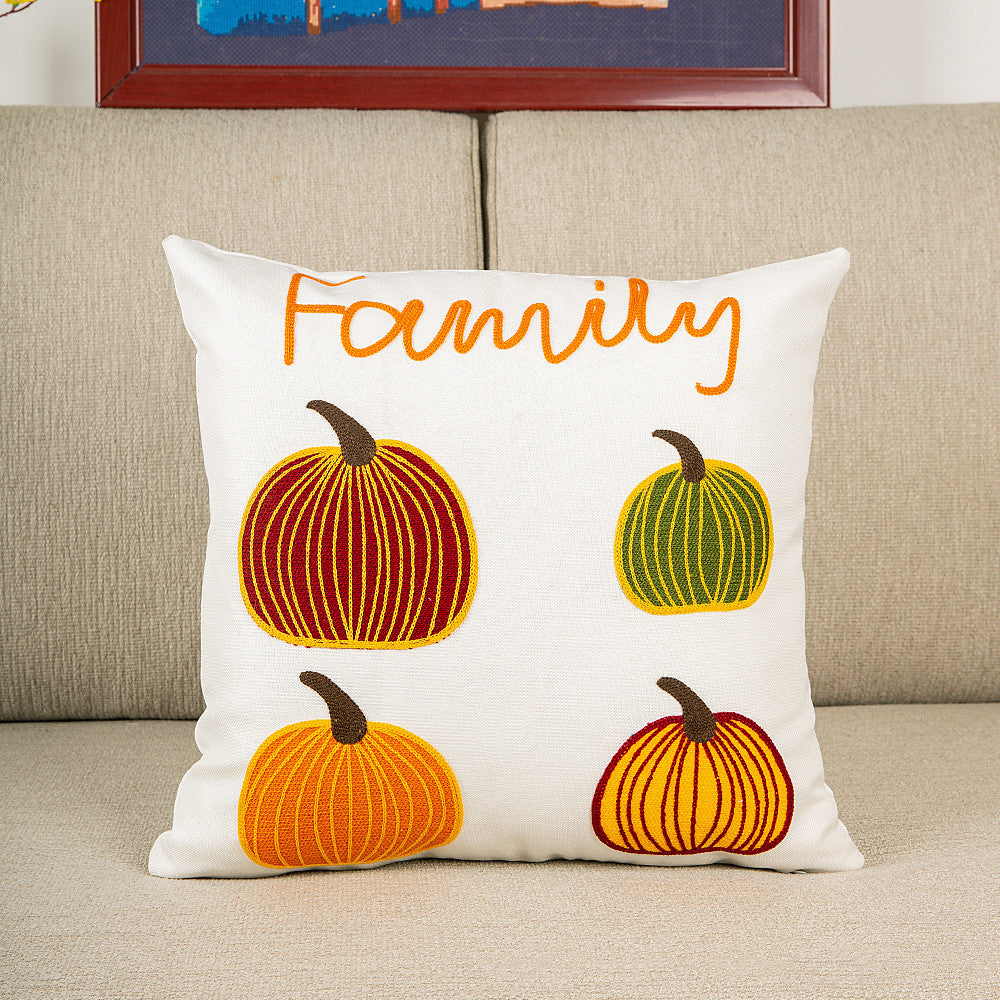 HKM-781907 Pumpkin Embroidered Halloween Pillow Cover in Assorted Colors, 45x45cm