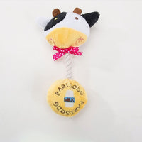HKM-7819453 Plush Sound Toy with Cotton Rope for Dogs - Frog, Cow, and Bear Designs
