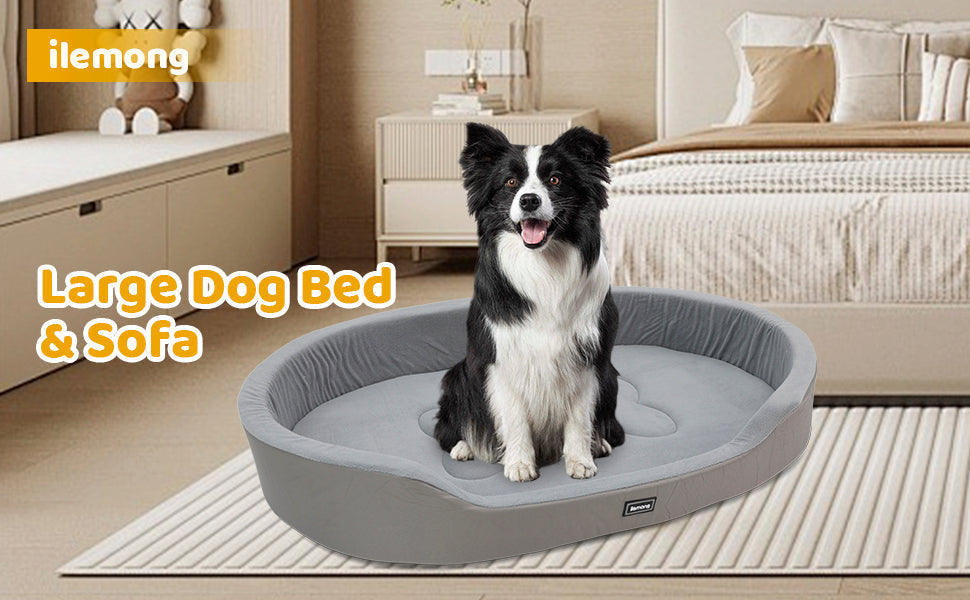 HKM-7819709 Warm Plush Dog Bed with Removable Washable Cover, Anti-Slip Bottom for Indoor & Outdoor Use