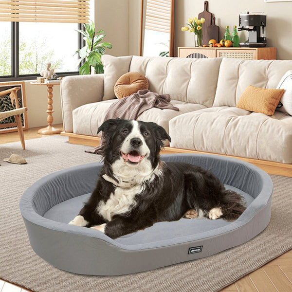 HKM-7819709 Warm Plush Dog Bed with Removable Washable Cover, Anti-Slip Bottom for Indoor & Outdoor Use