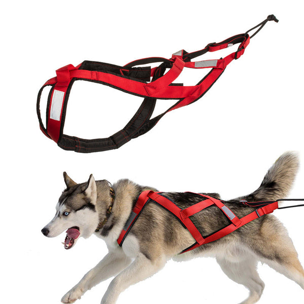 HKM-7820349 Dog Outdoor Sled Chest Strap - Adjustable Nylon Harness in Black, Red, Yellow