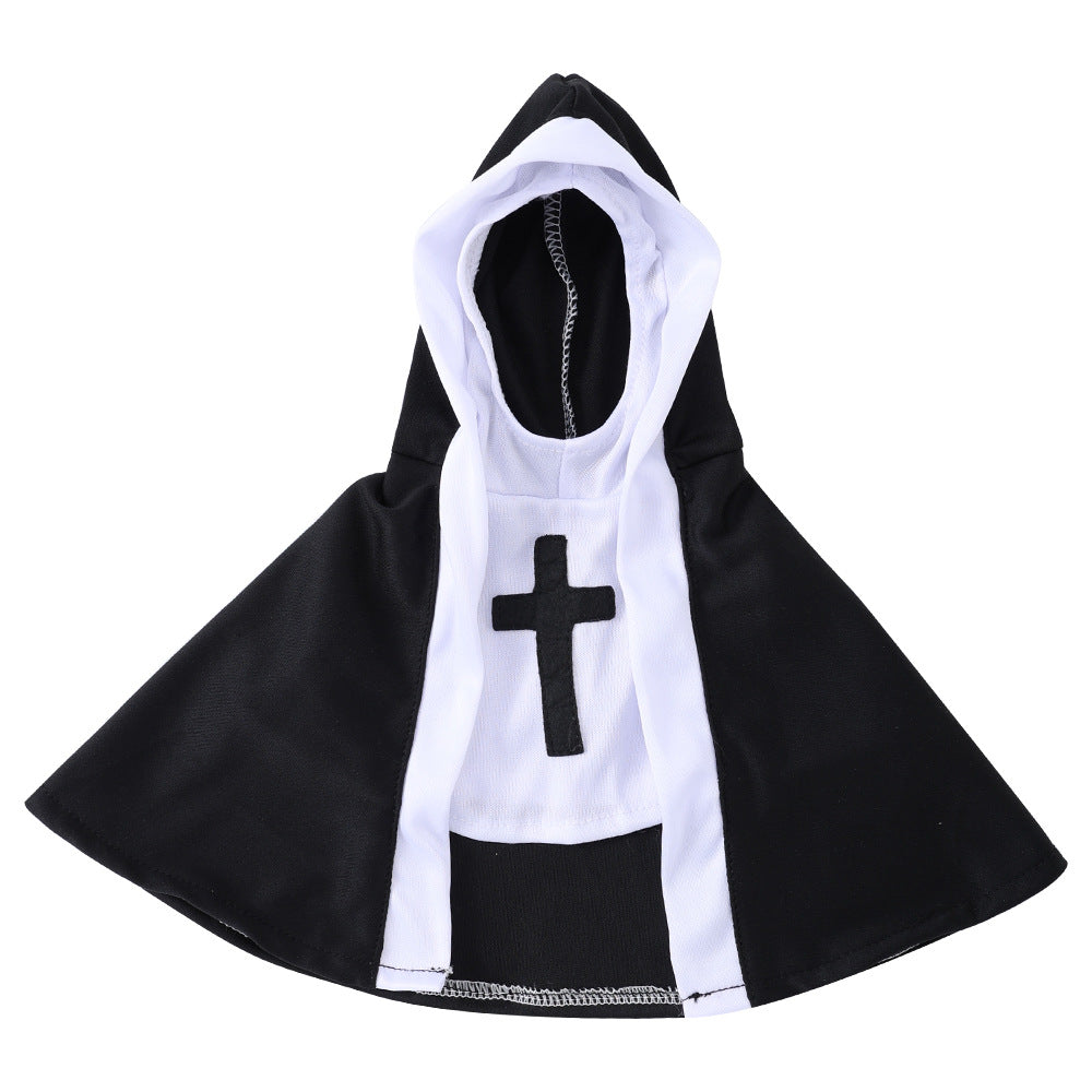 HKM-7820733 Pet Nun Cloak Halloween Costume for Dogs and Cats - Polyester Outfit in Various Sizes