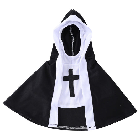 HKM-7820733 Pet Nun Cloak Halloween Costume for Dogs and Cats - Polyester Outfit in Various Sizes