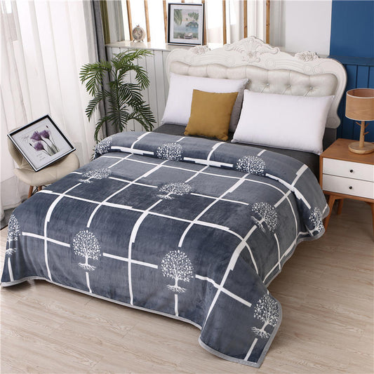 HKM-782099 Thickened Coral Fleece Flannel Blanket in Various Colors and Sizes